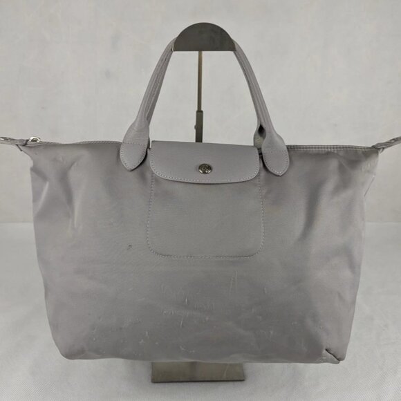 Longchamp Le Pliage Nylon Grey Tote Large Foldable Travel Bag Purse Handbag - Picture 1 of 15